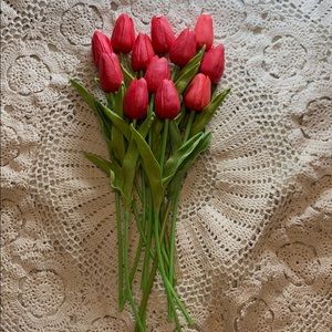 12 Red Artificial Tulips Flowers High Quality